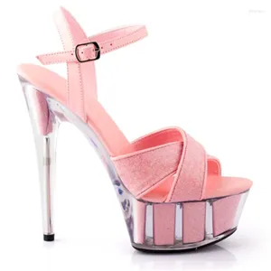 Dance Shoes Sexy 6 Inch Summer 15 Cm High Heel Sandals Sequined Upper Steel Pipe Dancing