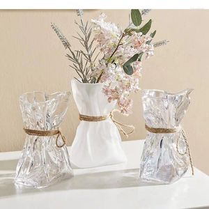 Vazolar sanat origami düzensiz cam vazo hidroponik çiçek aranjman kuru süs dekoratif ev dekorasyon
