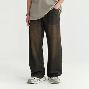 Męskie spodnie męskie dżinsy wiosna lato retro umyte jeansowane dżinsowe streetwearu moda moda swobodny koreański styl workowate szerokie nogi jogging spodni