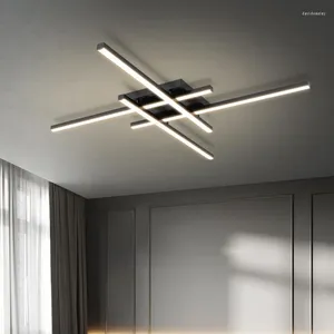 Luci a soffitto moderna lampada a LED Dimmabile vicino al lampadario a montaggio a filo nero di controllo telecomando