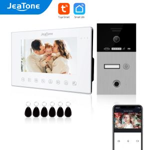 Türklingeln Jeatone 1080p WiFi 1/2/3/4 -Floor -Video -Intercoms für das Wohnungs -Smart -Türklingel -Wohnsystem für Fingerabdruck Türsteher zu Hause
