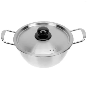 Double Boilers Metal Stock Pot Lid Stainless Steel Instant Noodle Pans With Lids Household Cookware