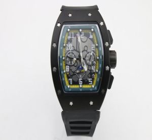 Hochwertige Männer Automatische mechanische Uhr Schwarze Gummi -Gummi Edelstahl Innenkante Grün 43 mm Case2673324