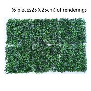 Decorative Flowers 100PCS Per Lot Artificial Turf Carpet Simulation Plastic Boxwood Grass Mat 25cm Green Lawn For Home Garden Decoration