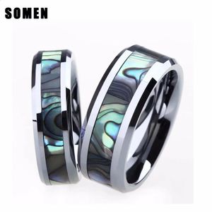 Some 6mm 8mm Ring For Couple Tungsten Luxury Abalone Shell Wedding Engagement Lovers Jewellery alliance anel boho 240401