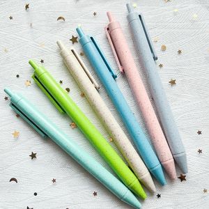 PCs EnviroNmental Wheat Straw Ballpoint Pens Kawaii Stationary Cute School Supplies Novelty Pen Stationery Accessories Items