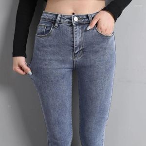 Kadınlar kot pantolon ince streç kalem all-maç sıradan kadın erkek arkadaşı denim pantolon