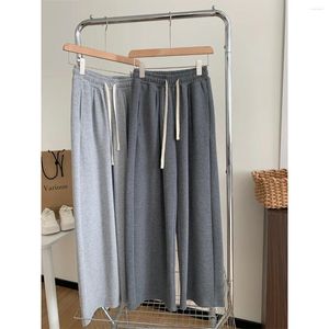 Women's Pants Loose Draping Wide Leg Sweat For Women In Spring High Waist Slim Grey Casual Straight