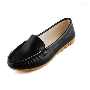 Casual Shoes Female On Sale Leather Loafers Slip Women's Flats Soft Sole Anti Women