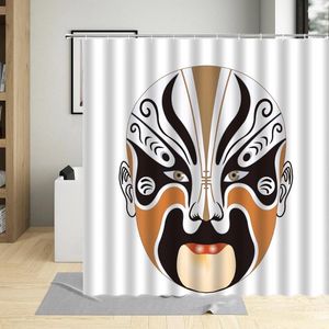 Shower Curtains Chinese Style Traditional Culture Curtain Opera Colorful Facial Makeup Pattern Waterproof Bathroom Art Decor