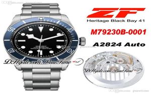 ZF 2016 Shield 41mm A2824 Automatic Mens Watch Blue Bezel Black Dial Stainless Steel Bracelet Edition eta Puretime PTTD C10b29088415