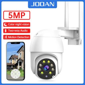 Камеры Jooan 5MP 3MP PTZ Wi -Fi Camera 4x Zoom Outdoor Color Night Vision CCTV камера дома Smart Auto Auto Tracking Audio Surveillance Camera