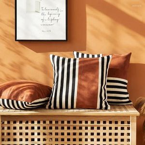 Pillow Faux Leather Cover 45x45cm Black Stripe Home Decoration For Couch Bed Living Room