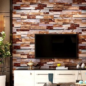 Wallpapers 3d Brick Wallpaper Vintage Home Decor Retro Brown Waterproof Pvc Wall Paper Rolls For Shop Walls Decoration Decoracao Casa