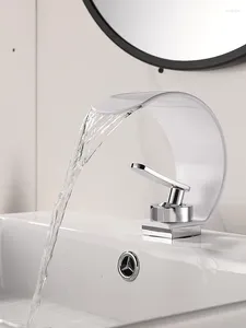 Bathroom Sink Faucets C-type Waterfall Faucet Washbasin And Cold Creative Personality Toiletries Basin