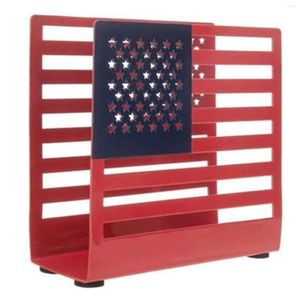 Kitchen Storage American Flag Paper Napkin Holder Hollowed-out Metal Rack Household Supplies Lightweight Easy To Use Hard 1pc