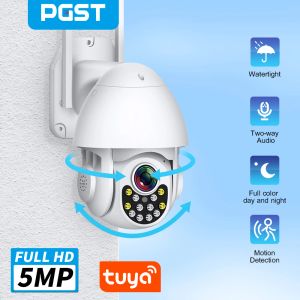 Kameror PGST Security Tuya Cameras WiFi Outdoor HD Full Color Night Vision Waterproof Wireless Surveillance Camera med Baby Monitor