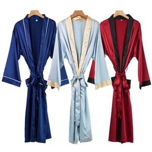 Nightgown de manga longa por atacado e luxo personalizado para mulheres de seda cetim quimono roupwear