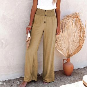 Women's Pants Summer Trousers For Women High Waisted Cargo Wide Leg Palazzo Elastic Loose Trouser