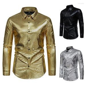 Camisas casuais masculinas 2024 Europeias e americanas Amazon Border Border Gold Gold Stamped Fashion Sleeved Shirt