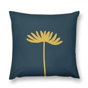 Kudde hög blomma minimalistisk blommor i ljus senap gult och mörkblå kast soffa täckning för