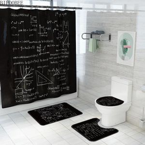 Cortinas de chuveiro Blackboard Math Fórmula Impressão do banheiro Matemática Curta Banho Tapetes Tapete do vaso sanitário Carpete não deslizante