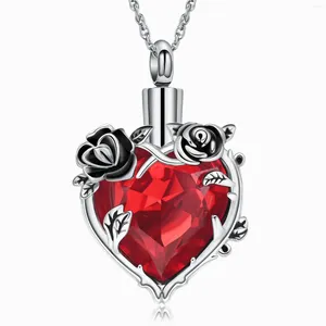 Hänge halsband Rose Flower Heart Urn Halsband för aska Crystal Ash Loved One Keepakes Holder smycken