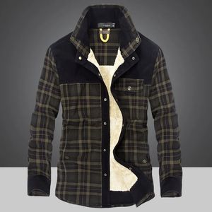 Giacca invernale uomini addensano camicie in pile calde cappotti 100% giacca in flanella a quadri di cotone vestiti militari Chaquetas Size M-4xl 240329