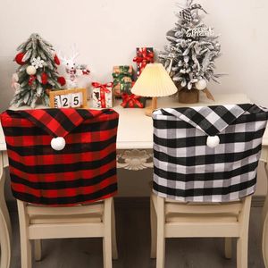 Chair Covers 4/6pcs Christmas Cover Plaid Fur Ball Dining Room Decorations For Home Year Party El Banquet Wholesale