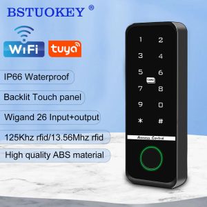 Teclado tuya smart impressão digital trava de trava de teclado wifi impermeabilizado IP66 portão externo portão rfid ict aplicativo de entrada sem chave de entrada