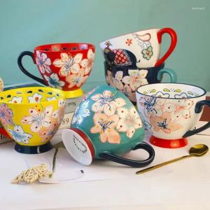 Mugs Heavy Industry Handdrawn Breakfast Cup Ceramic Water Milk Japanese Retro Stor kapacitet Oat Kreativt bälte