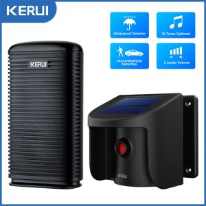 KITS Sistema di allarme del vialetto Kerui con rilevatore di sensore di movimento PIR a energia solare impermeabile per allarme di sicurezza del ladro di benvenuto esterno