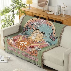 Amerykańska podwójna sofa koc etniczny gobelin osłona kurzu jacquard do łóżek boho wystrój wypoczynek drzemka.