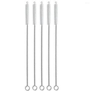 Drinking Straws 5Pcs Bar Accessories Straw Stainless Steel Reusable With Cleaner Brush Set Party Accessory Eco Friendly