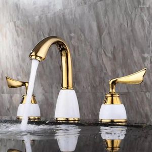 Waschbecken Wasserhähnen Bakala zeitgenössische weit verbreitete zwei Griffe Centerset Gold Wasserhahn Toilette PVD GZ8201K