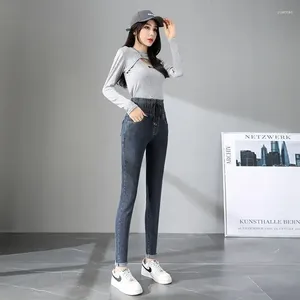 Women's Jeans Slim Fit High Waist S Pants For Woman With Pockets Blue Gray Trousers Skinny Loosefit Retro A 90s Aesthetic R Z