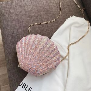 Kadınlar omuz crossbody çanta parlak parıltı kadın çanta kabuğu güzel pembe kızlar telefon çantaları Kore bayan moda sevimli gece kulübü 240322