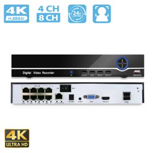 RECORDER BESDER 4K 8CH CCTV POE NVR WSPARCIE DETEKCJA DEWACJA 8MP Network Network Rejestrator H.265 ONVIF 24/7 Kamera IP P2P Aplikacja Xmeye