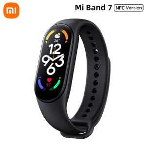 Bileklikler Xiaomi Mi Band 7 NFC Akıllı Bileklik Akıllı Bileklik İzle AMOLED Bilezik Fitness Tracker Kalp Hızı Kan Oksijen Monitörü