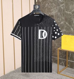 Męski projektant T Shirt Italian Milan Fashion Fashion Polka Dot z paski T-shirt Summer Black White Hip Hop Streetwear 100% bawełniane topy 1189 dsquares DSQUED 2 IOR2