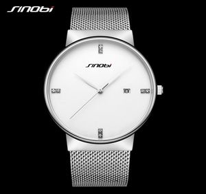 Sinobi Business Men Quartz Uhren Luxus Top Brand Fashion Einfache Ultradein Watch Mesh 316 Edelstahl Männliches Armbandwatch New2629745