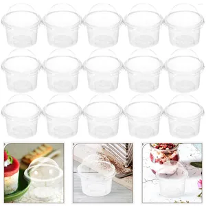Disposable Cups Straws 100pcs Dessert With Lids Pudding Plastic For Soup Sundaes Ice Cream