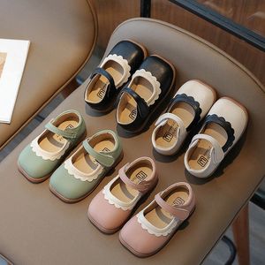 Baby flicka läder flickor prinsessor skor barn läder skor svart rosa grönt vitt spädbarn småbarn barn fotskyddskor 21-30 g2eh#