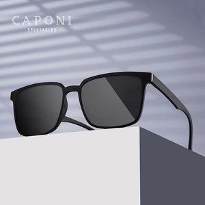 Caponi Erkek Güneş Gözlüğü Polarize Klasik Tasarım Gözlükleri Koruma Gözleri Erkek Açık Sürüş Güneş Gözlükleri için Siyah Tonlar Cp6199 240326