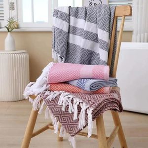 Towel 100x180cm Turkish Tassel Bath Soft Terry Cloth Striped Adults Beach Cotton Towels Travel Camping Shawl Sunscreen Tapestry