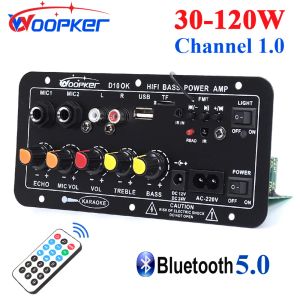 Förstärkare Woopker D10 Bluetooth Audio Amplifier Board 120W Subwoofer Dual Microphone amp -modul för 4 ohm 812 i högtalaren 12/24V 100240V