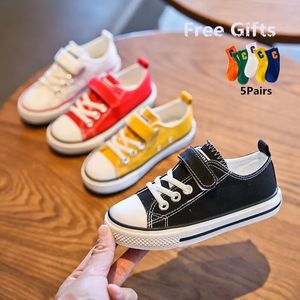 Toddler Girl Sneakers 2023 Spring Autumn Boy Shoes Kids Jelly Color Canvas Casual Lace Up Classic Flats Children 240321