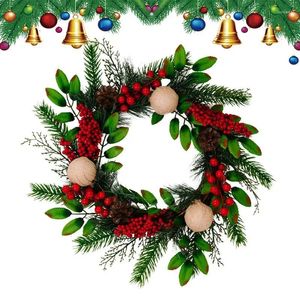 Flores decorativas Christmas Pinecone Wreath Winter para a porta da frente do lado de fora do outono com Pinecones Farmhouse