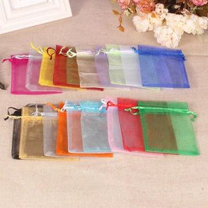 Gift Wrap 25/50pcs Organza Bag Jewelry Packaging Wedding Favors Drawable 7x9 10x15 Christmas Box