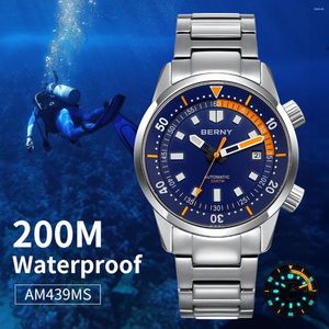 Orologi da polso Berny da uomo immersione da uomo 42mm Sapphire AR inossidabile acciaio inossidabile 200m impermeabile Miyota 8215 orologi immersioni meccaniche automatiche RELOJ